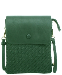 Fashion Woven Flapover Crossbody Bag WU113 OLIVE